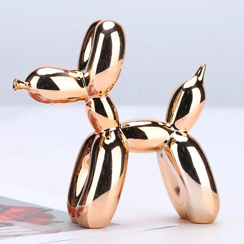 Shiny Synthetic Resin Balloon Dog Sculpture for Living Room Decor