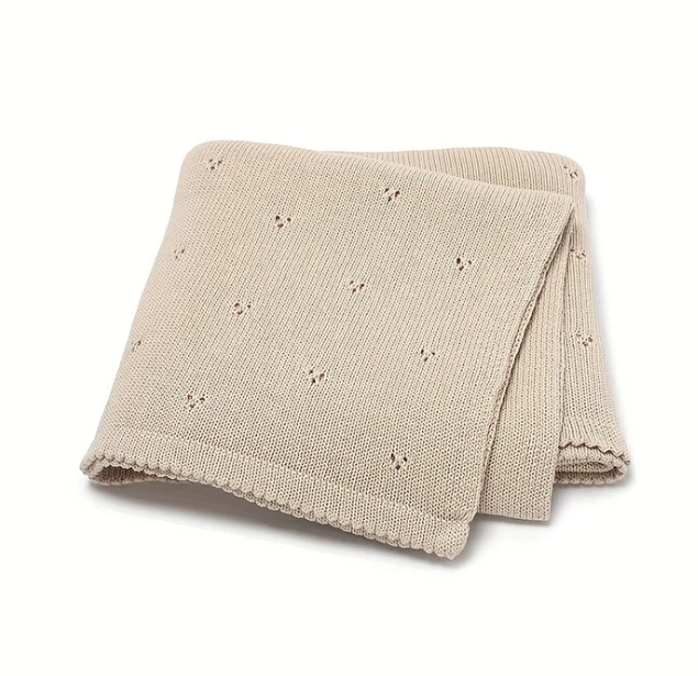 Cozy Baby Knitted Blanket – Soft Solid Color & Air-Cooled Design – Ideal for Strollers & Gifting