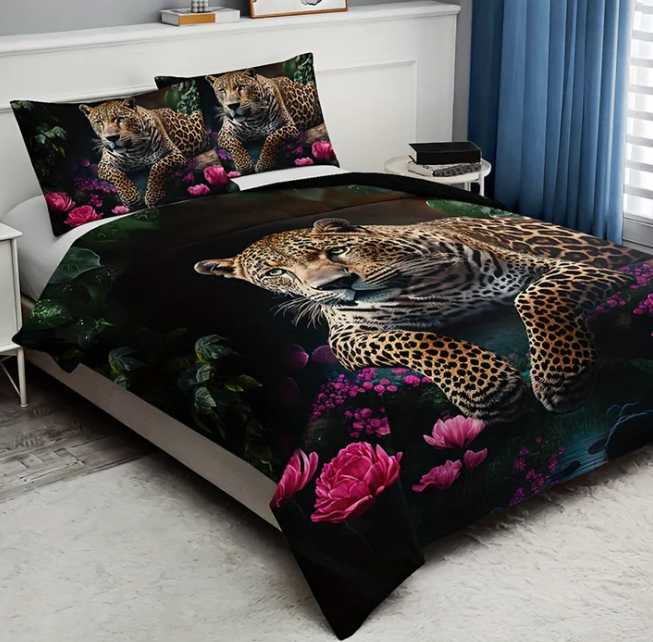 3-Piece Bedding Set with Animal Print – Digital Printed Design for a Trendy Bedroom