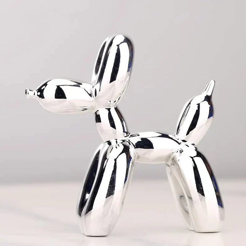 Shiny Synthetic Resin Balloon Dog Sculpture for Living Room Decor