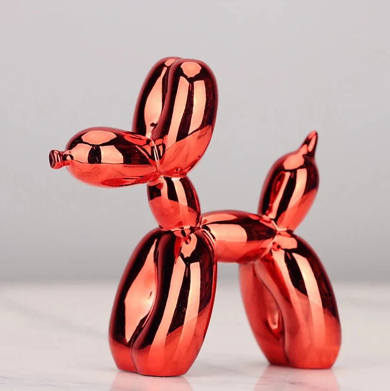 Shiny Synthetic Resin Balloon Dog Sculpture for Living Room Decor