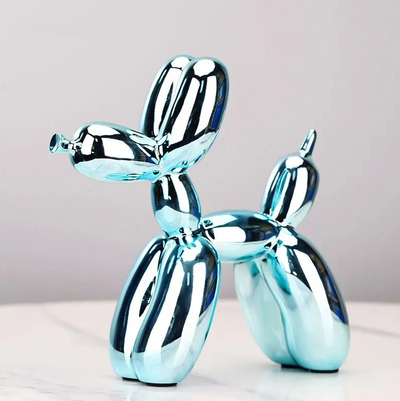 Shiny Synthetic Resin Balloon Dog Sculpture for Living Room Decor