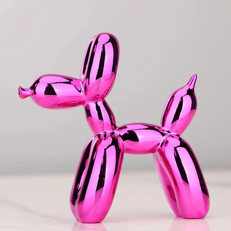 Shiny Synthetic Resin Balloon Dog Sculpture for Living Room Decor