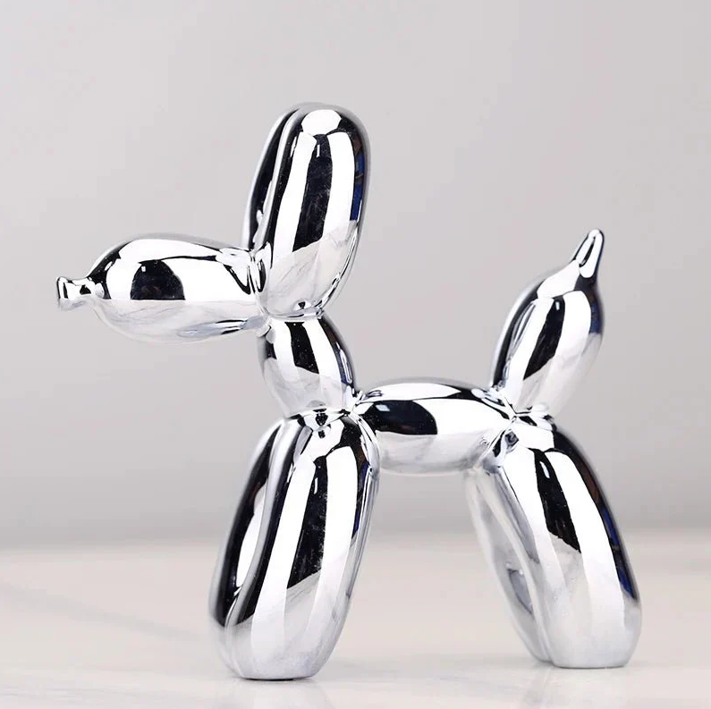 Shiny Synthetic Resin Balloon Dog Sculpture for Living Room Decor