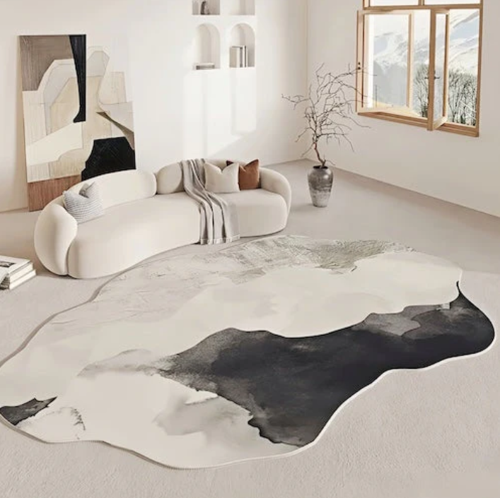 Irregular-Shaped Cream Carpet for Living Room Decoration