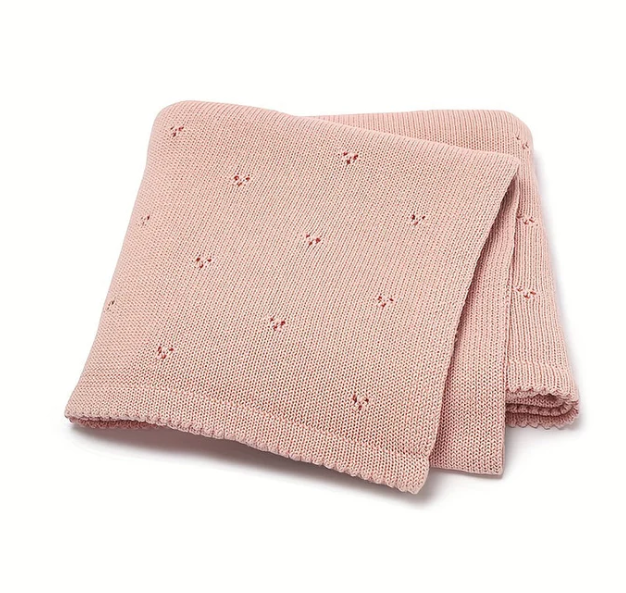 Cozy Baby Knitted Blanket – Soft Solid Color & Air-Cooled Design – Ideal for Strollers & Gifting