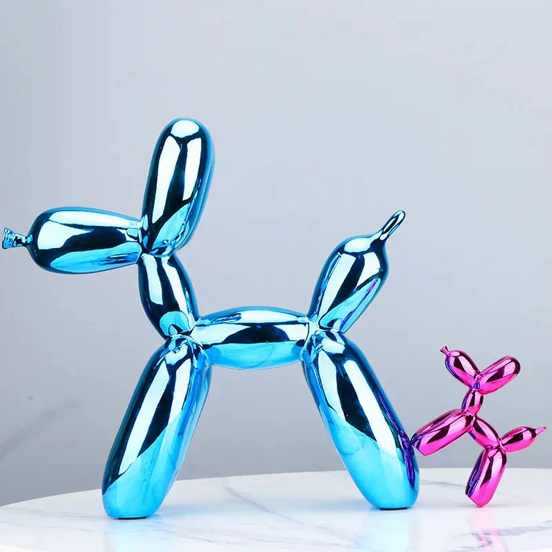 Shiny Synthetic Resin Balloon Dog Sculpture for Living Room Decor