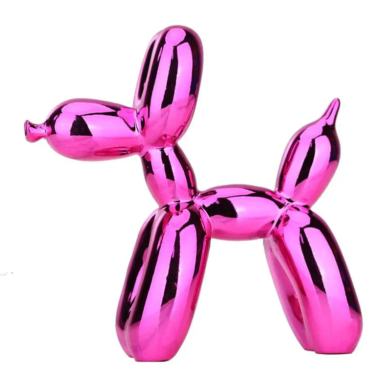 Shiny Synthetic Resin Balloon Dog Sculpture for Living Room Decor