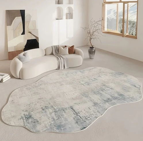 Irregular-Shaped Cream Carpet for Living Room Decoration