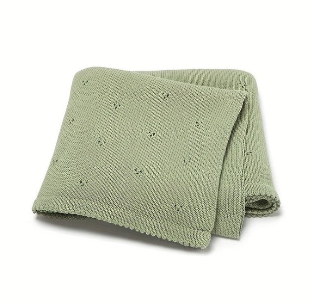 Cozy Baby Knitted Blanket – Soft Solid Color & Air-Cooled Design – Ideal for Strollers & Gifting