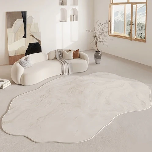 Irregular-Shaped Cream Carpet for Living Room Decoration