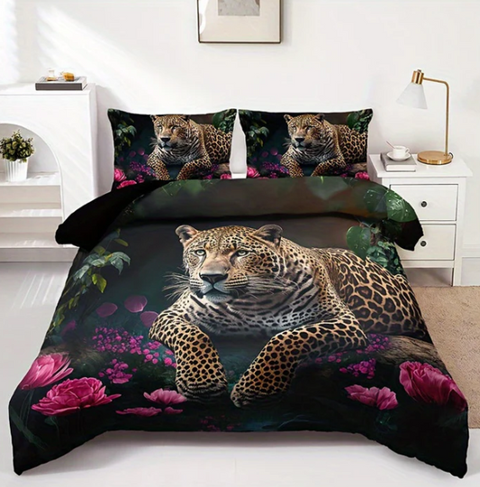 3-Piece Bedding Set with Animal Print – Digital Printed Design for a Trendy Bedroom