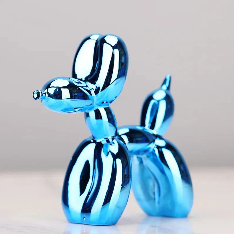 Shiny Synthetic Resin Balloon Dog Sculpture for Living Room Decor