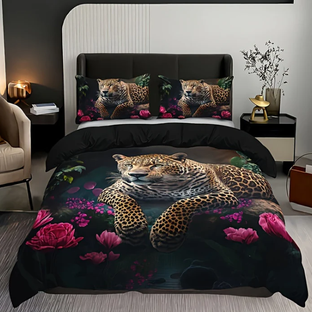 3-Piece Bedding Set with Animal Print – Digital Printed Design for a Trendy Bedroom